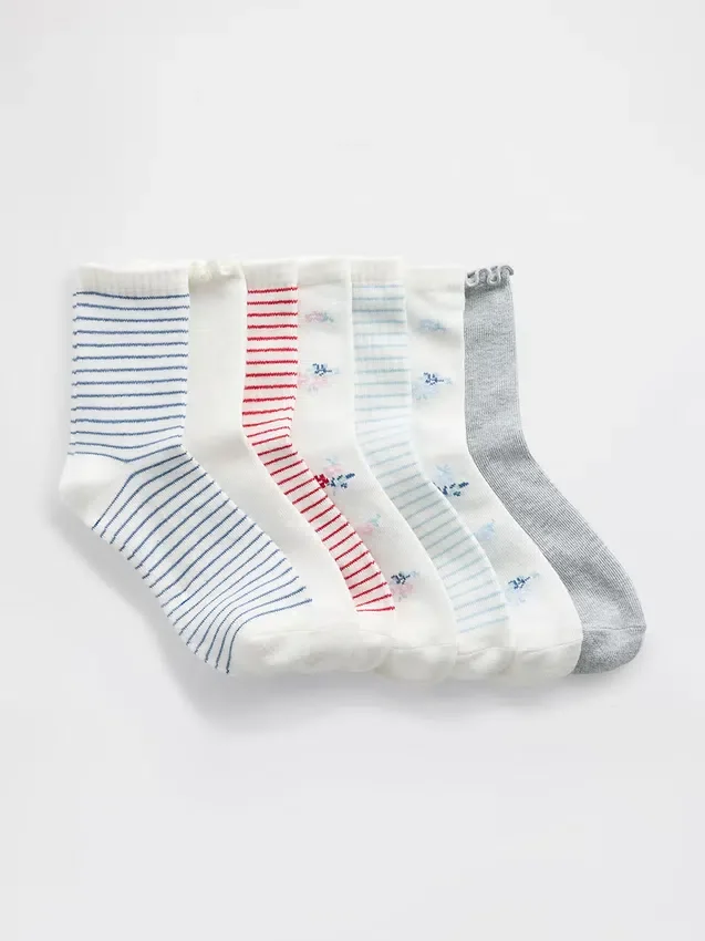Crew-strumpor för barn (7-pack)