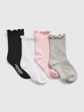 Crew-strumpor med salladskant för småbarn (4-pack)