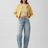 Crop-jeans med hög midja och vid ben