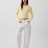 Crop-jeans med hög midja och vid ben