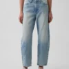 Crop-jeans med hög midja och vid ben