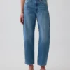 Crop-jeans med hög midja och vid ben