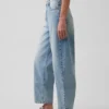 Crop-jeans med hög midja och vid ben