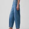 Crop-jeans med hög midja och vid ben