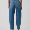 Crop-jeans med hög midja och vid ben