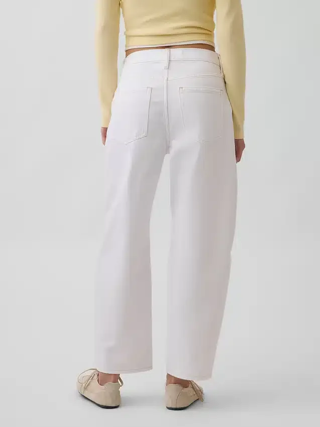 Crop-jeans med hög midja och vid ben