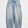 Crop-jeans med hög midja och vid ben