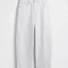 Crop-jeans med hög midja och vid ben