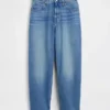 Crop-jeans med hög midja och vid ben