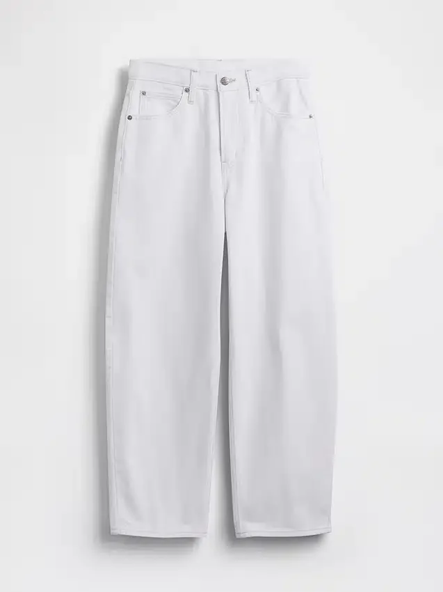 Crop-jeans med hög midja och vid ben
