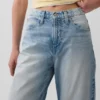 Crop-jeans med hög midja och vid ben