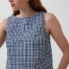 Crop-tanktop i gingham-denim