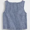 Crop-tanktop i gingham-denim