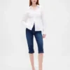Croppade caprijeans med hög midja