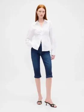 Croppade caprijeans med hög midja