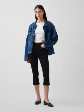 Croppade caprijeans med hög midja