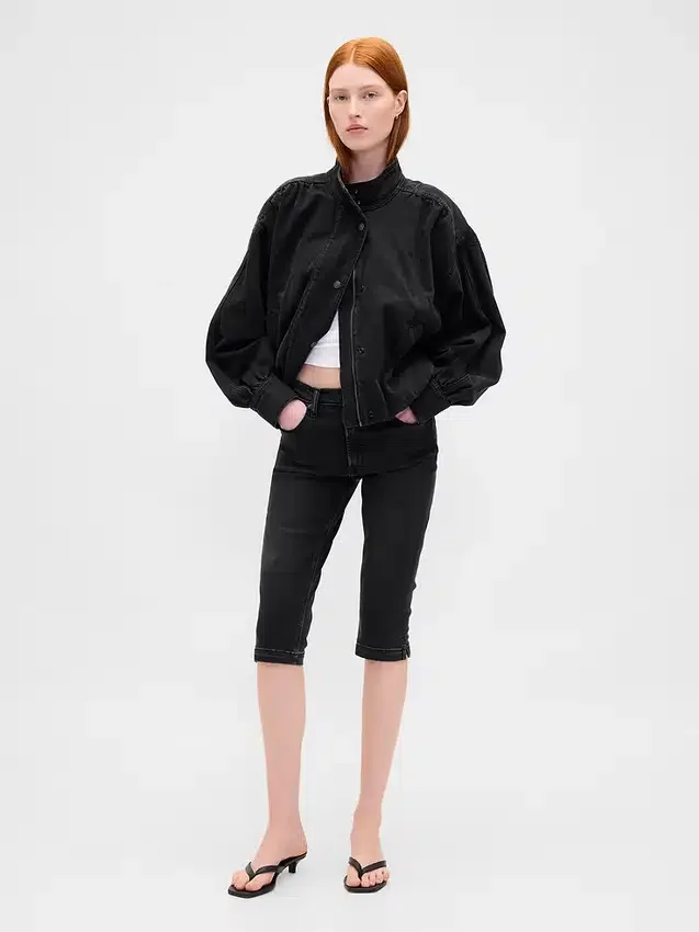 Croppade caprijeans med hög midja