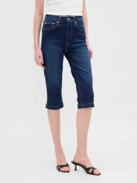 Croppade caprijeans med hög midja