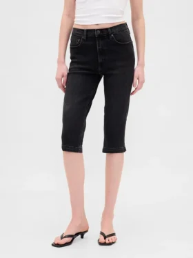 Croppade caprijeans med hög midja