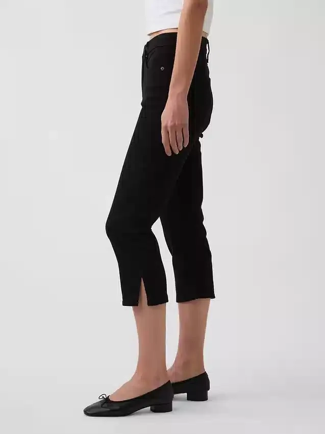 Croppade caprijeans med hög midja