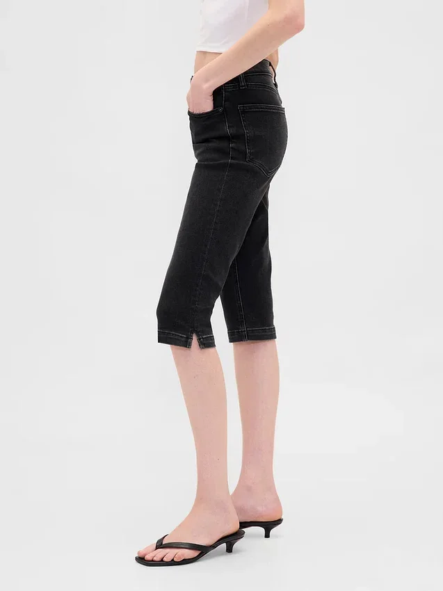 Croppade caprijeans med hög midja