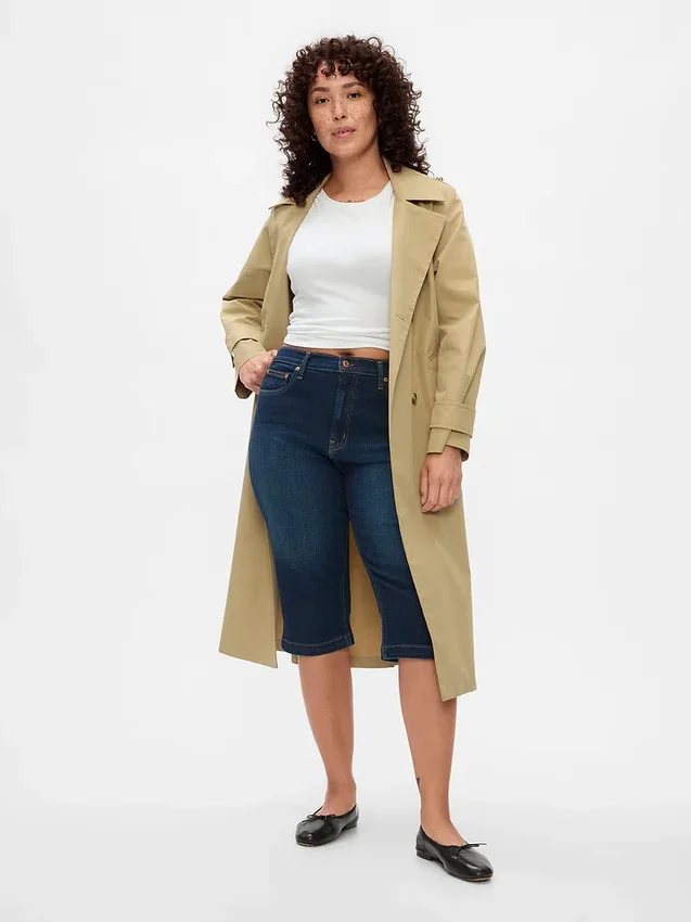 Croppade caprijeans med hög midja