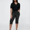 Croppade caprijeans med hög midja