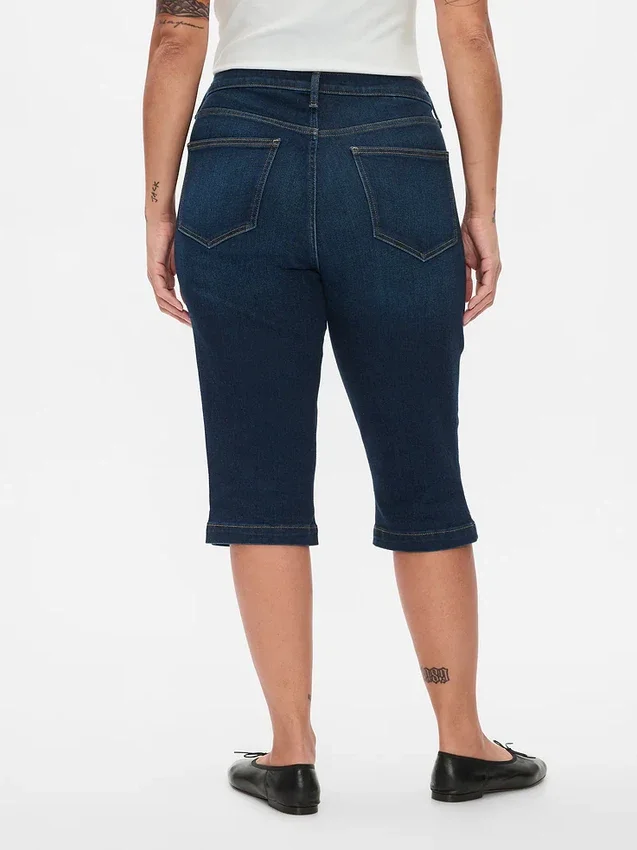 Croppade caprijeans med hög midja