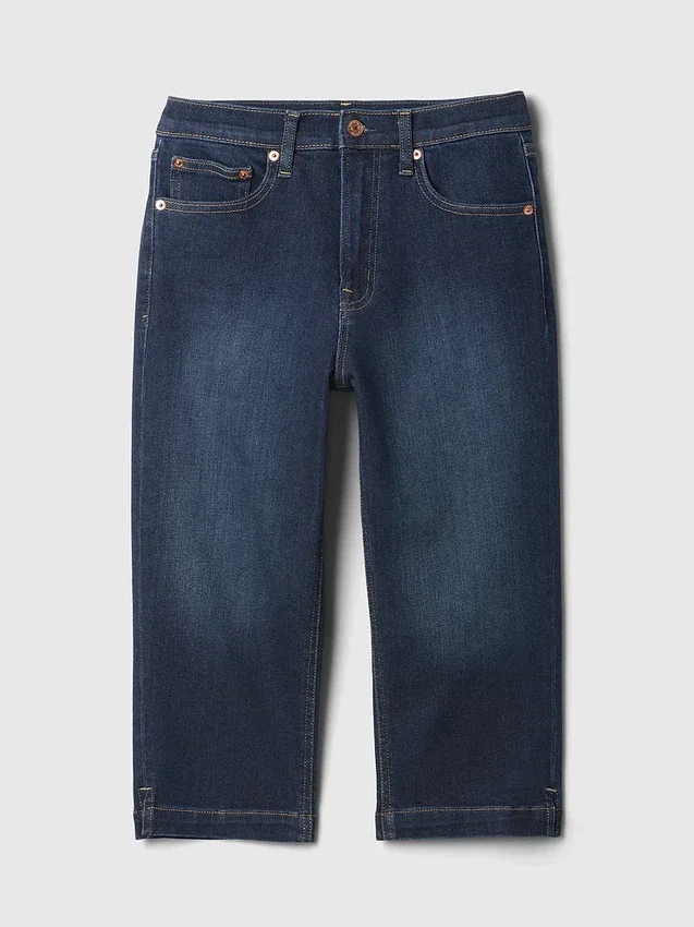 Croppade caprijeans med hög midja