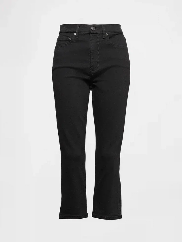 Croppade caprijeans med hög midja