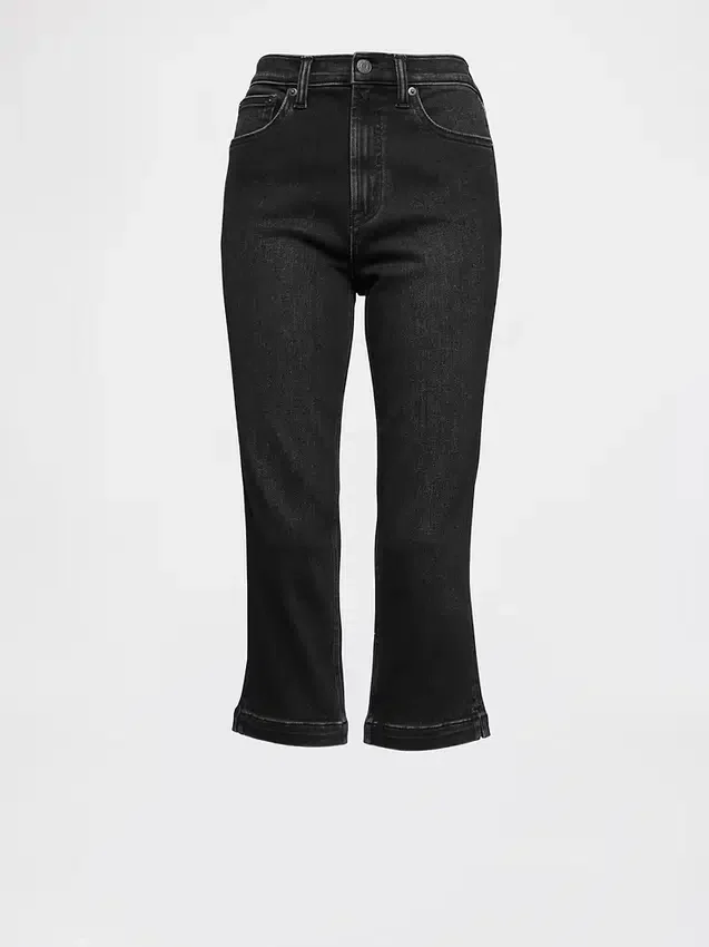 Croppade caprijeans med hög midja