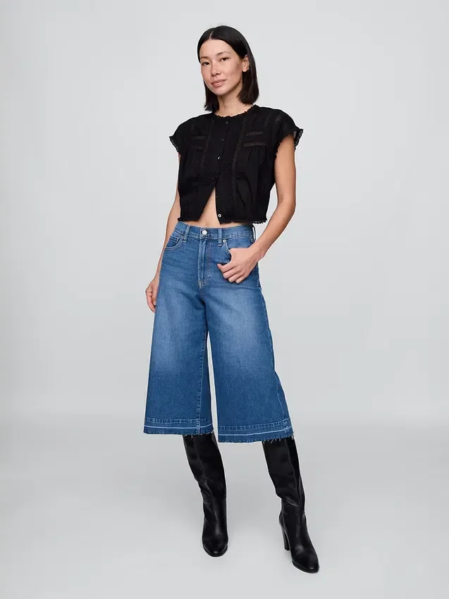 Culottejeans med hög midja