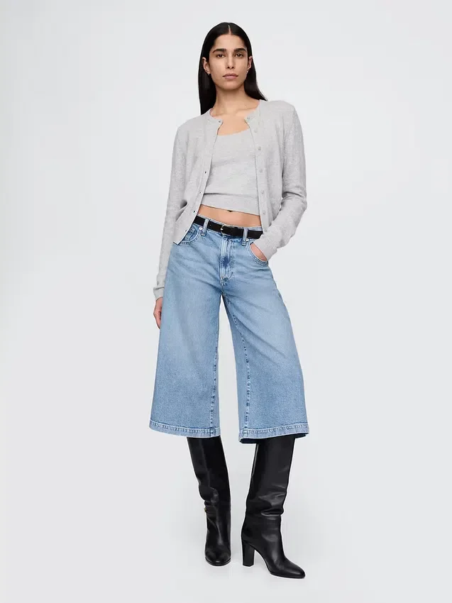 Culottejeans med hög midja