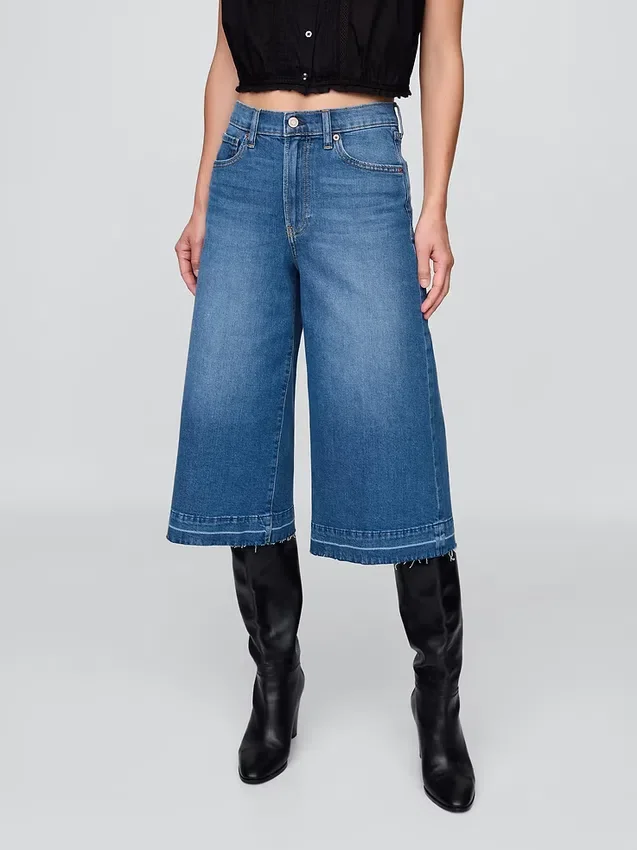 Culottejeans med hög midja