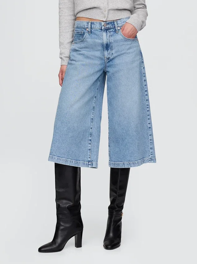 Culottejeans med hög midja
