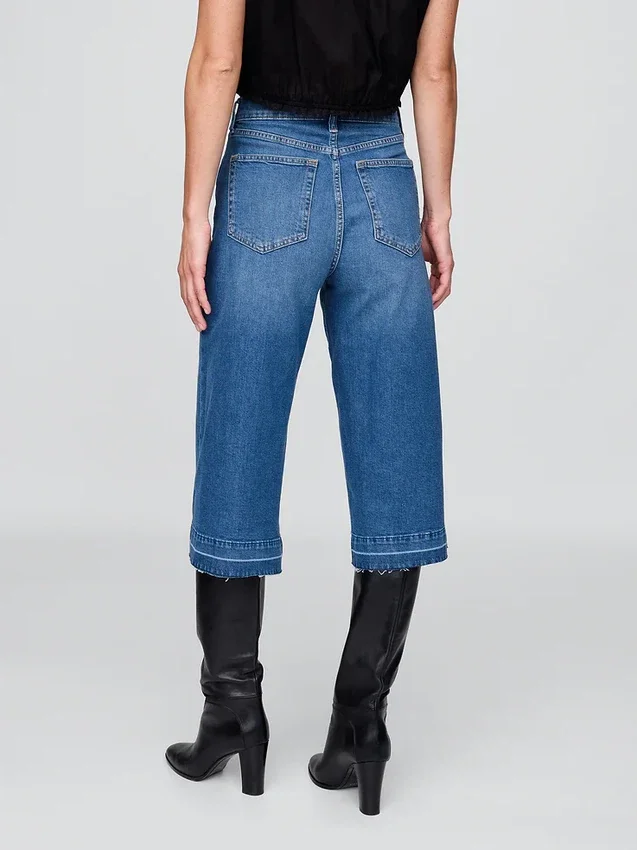 Culottejeans med hög midja
