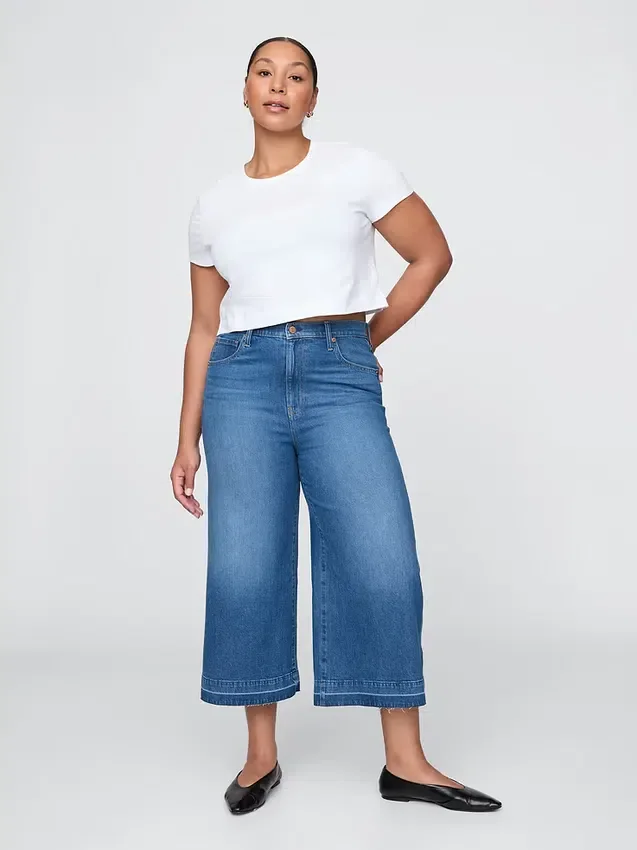 Culottejeans med hög midja