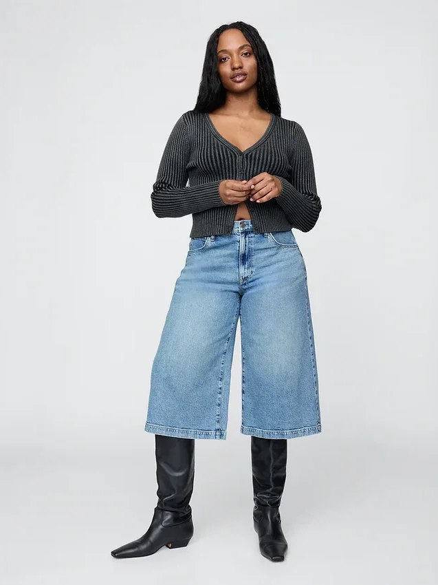 Culottejeans med hög midja