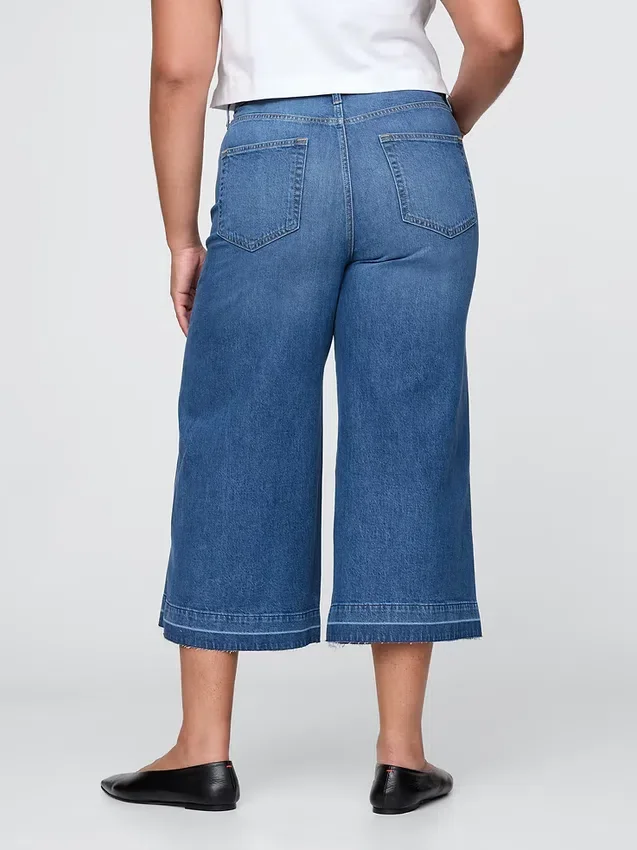 Culottejeans med hög midja