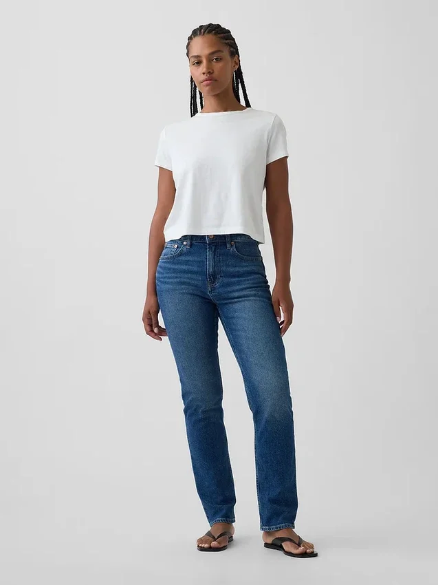 Curvy högmidjade 90-talsinspirerade smala raka Jeans