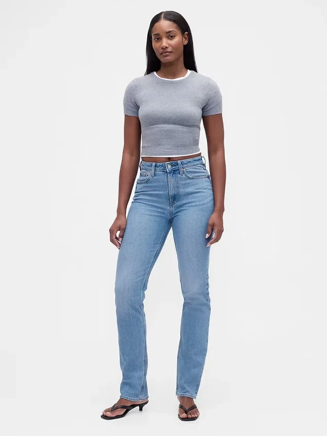 Curvy högmidjade 90-talsinspirerade smala raka Jeans
