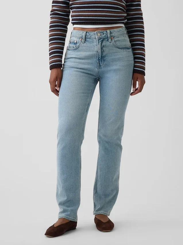 Curvy högmidjade 90-talsinspirerade smala raka Jeans