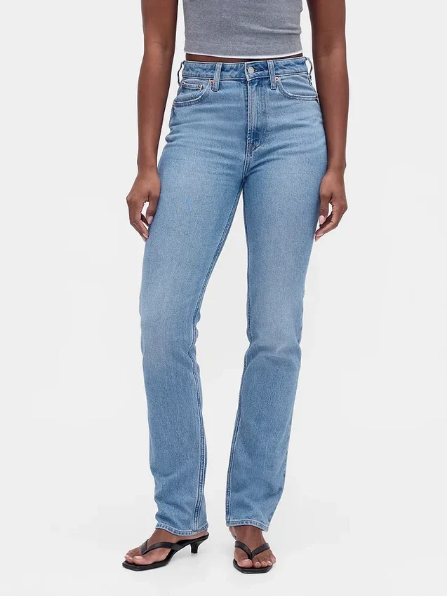 Curvy högmidjade 90-talsinspirerade smala raka Jeans