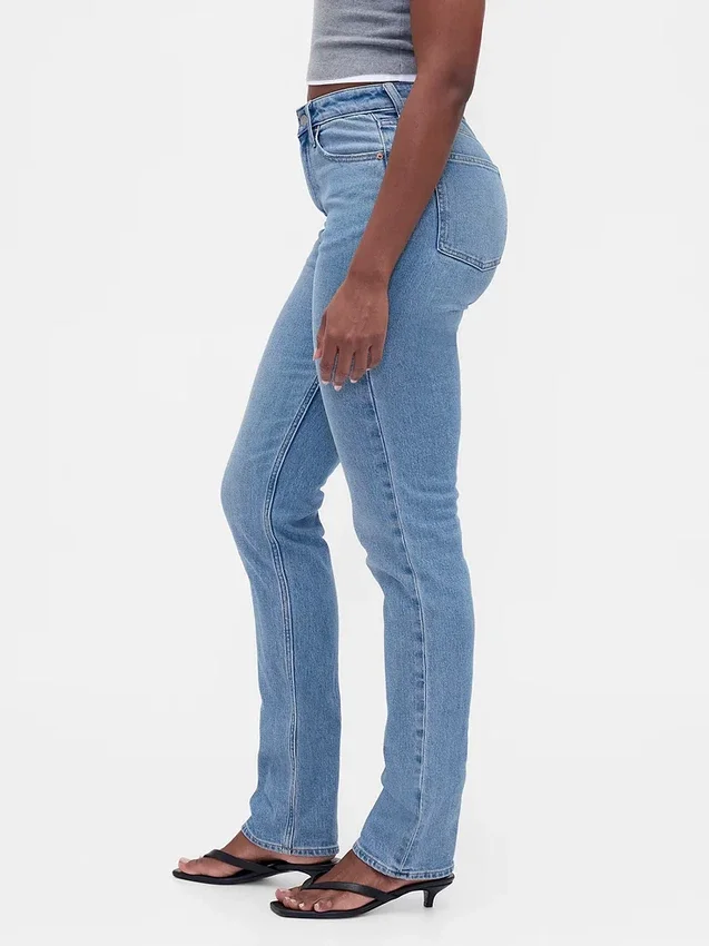 Curvy högmidjade 90-talsinspirerade smala raka Jeans