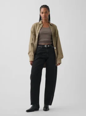 Curvy High Rise Barrel Jeans
