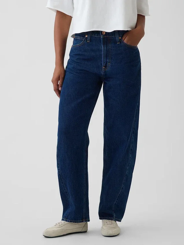 Curvy High Rise Barrel Jeans