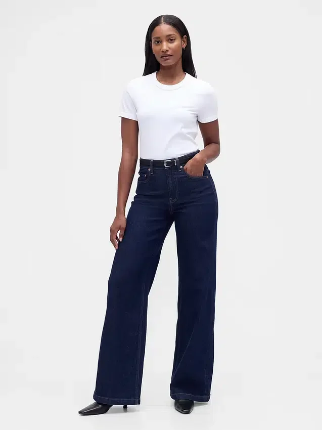 Curvy High Rise Stride-jeans med vida ben