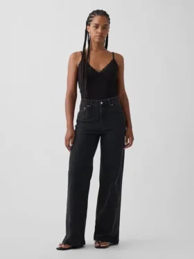 Curvy High Rise Stride-jeans med vida ben
