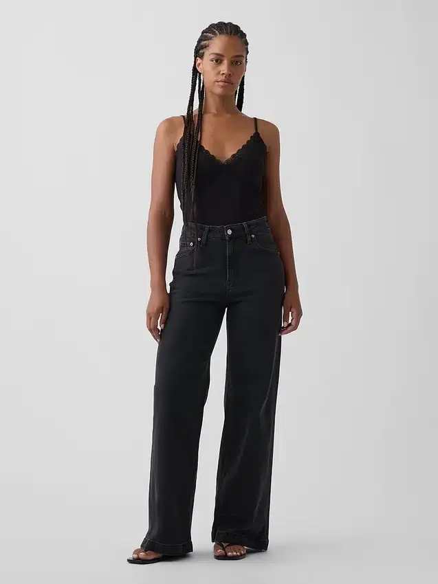 Curvy High Rise Stride-jeans med vida ben