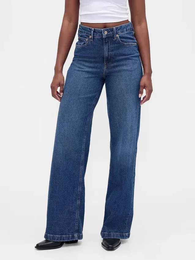 Curvy High Rise Stride-jeans med vida ben